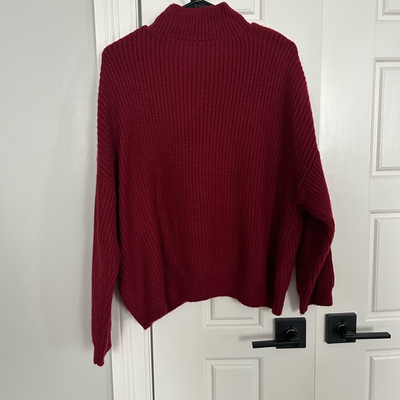 Express mock neck knit red sweater size medium. - Picture 3 of 4